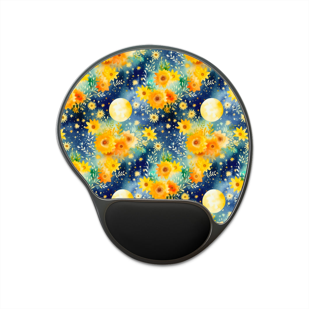 Mouse Pad With Wrist Rest - Full Moon Floral
