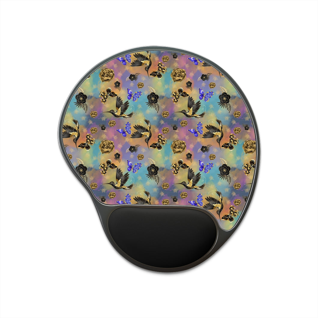 Mouse Pad With Wrist Rest - Golden Birds