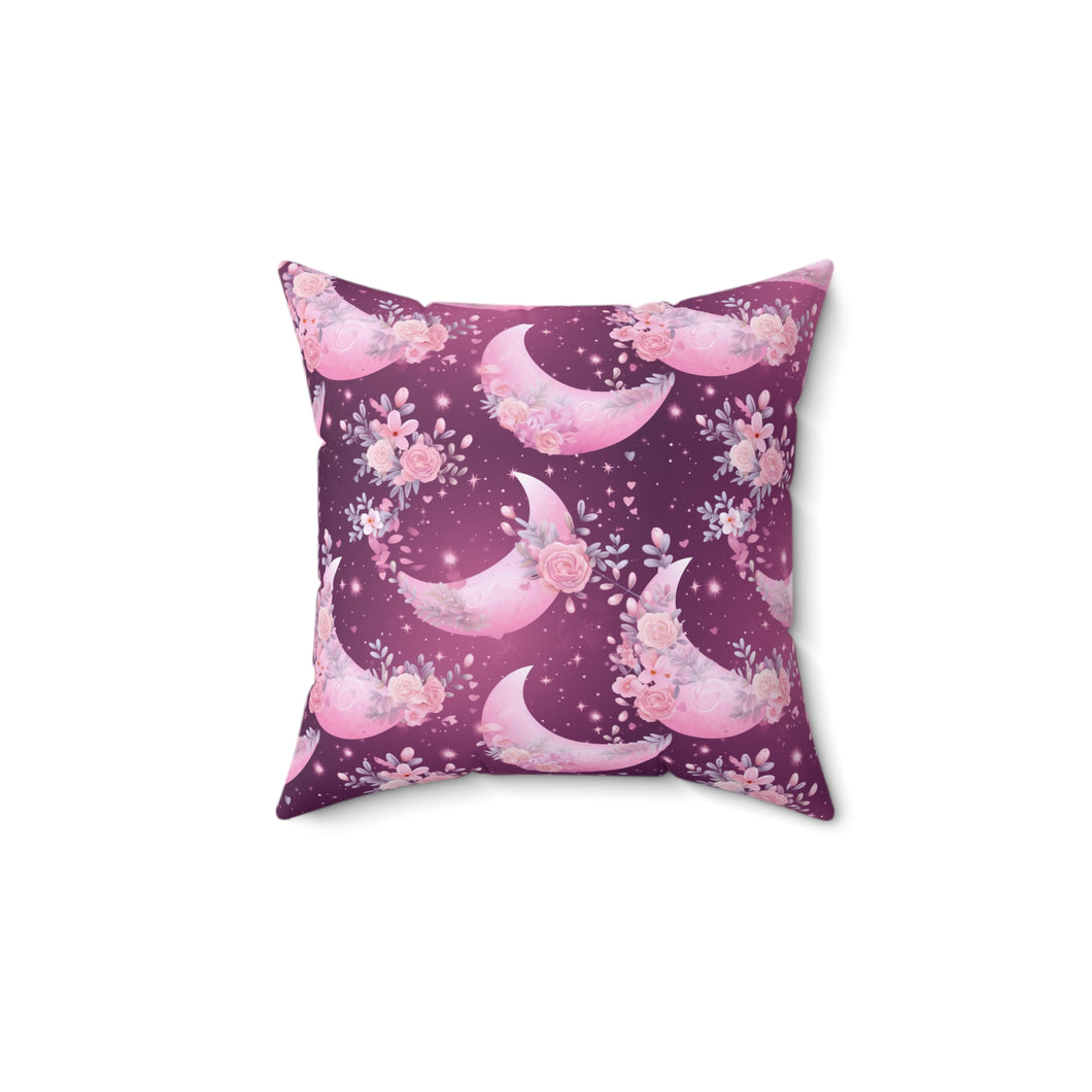 Decorative Throw Pillow - Pink Floral Moons