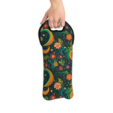 Load image into Gallery viewer, Wine Tote Bag - Green Floral Moon
