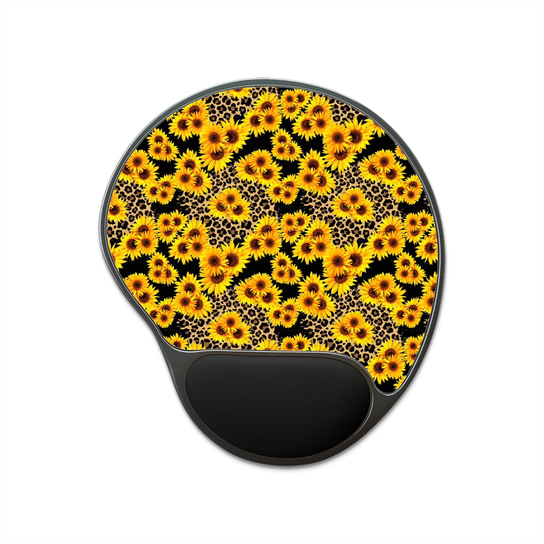 Mouse Pad With Wrist Rest - Leopard Sunflower