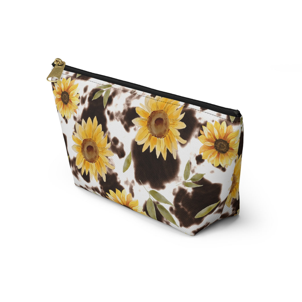 Accessory Pouch w/ T-bottom - Floral Cow