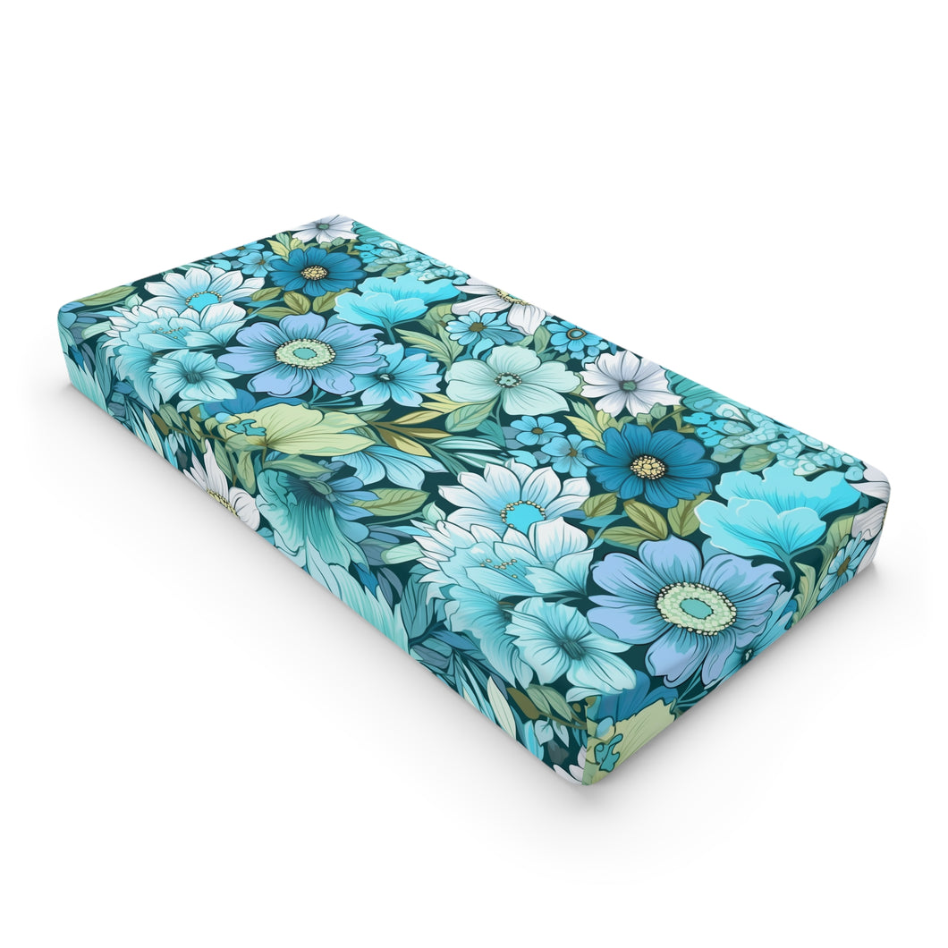 Baby Changing Pad Cover - Blue Florals