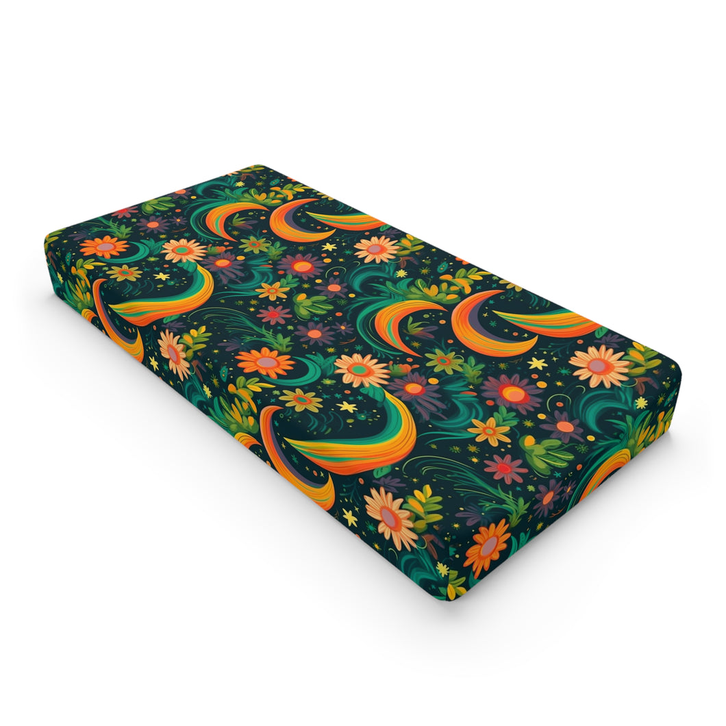 Baby Changing Pad Cover - Green Floral Moon