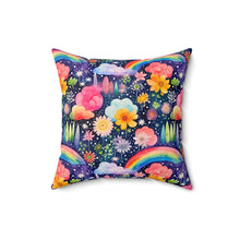Load image into Gallery viewer, Decorative Throw Pillow - Floral Rainbow Feathers
