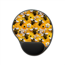 Load image into Gallery viewer, Mouse Pad With Wrist Rest - Knitted Bees
