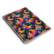 Load image into Gallery viewer, Ruled Spiral Notebook - Rainbow Floral Moon
