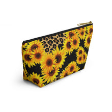 Load image into Gallery viewer, Accessory Pouch w/ T-bottom - Leopard Sunflowers
