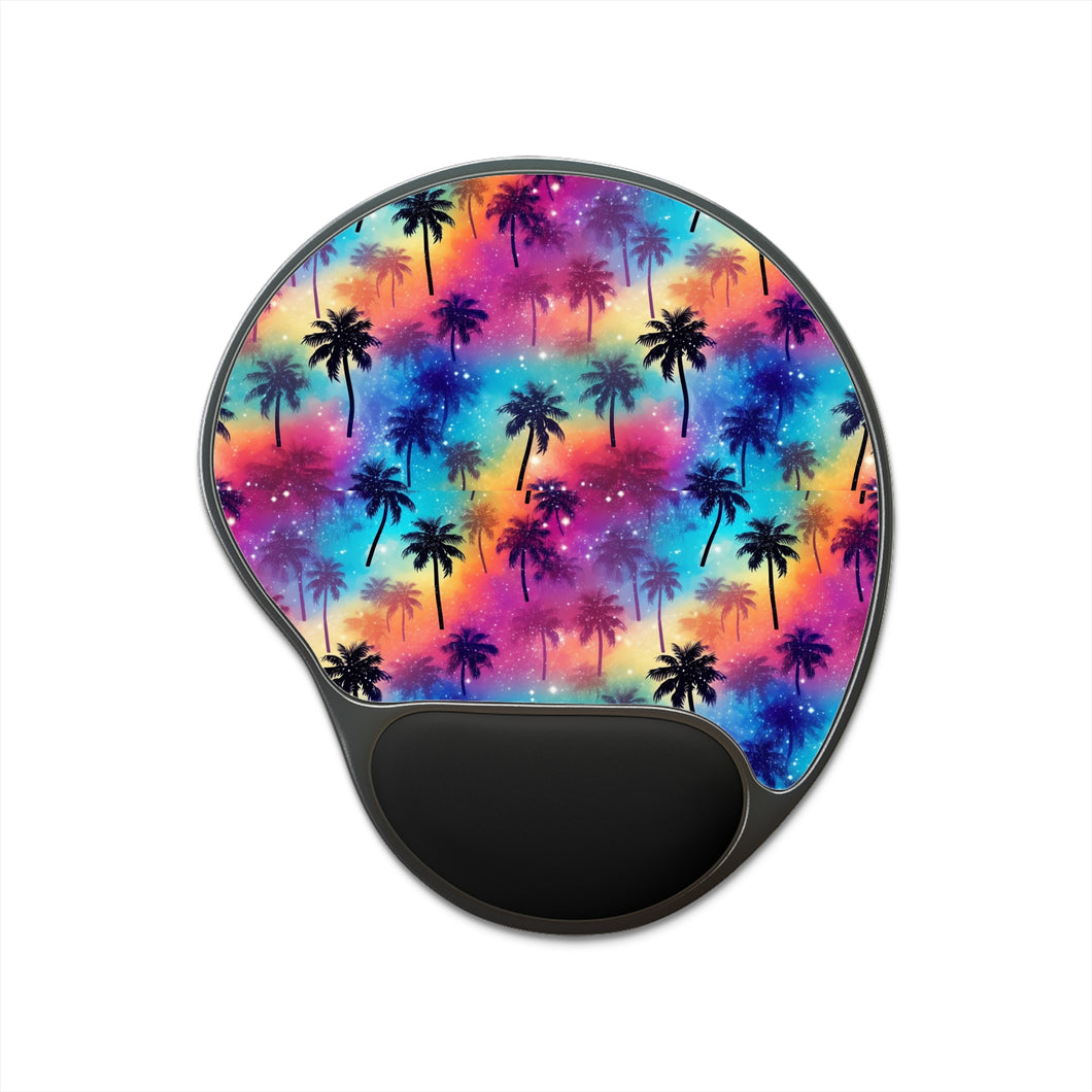 Mouse Pad With Wrist Rest - Rainbow Palm Trees