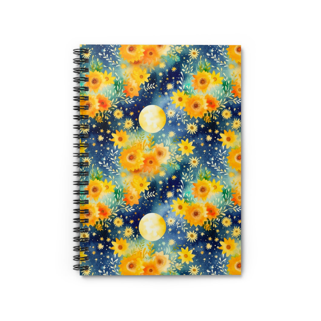 Ruled Spiral Notebook - Full Moon Floral