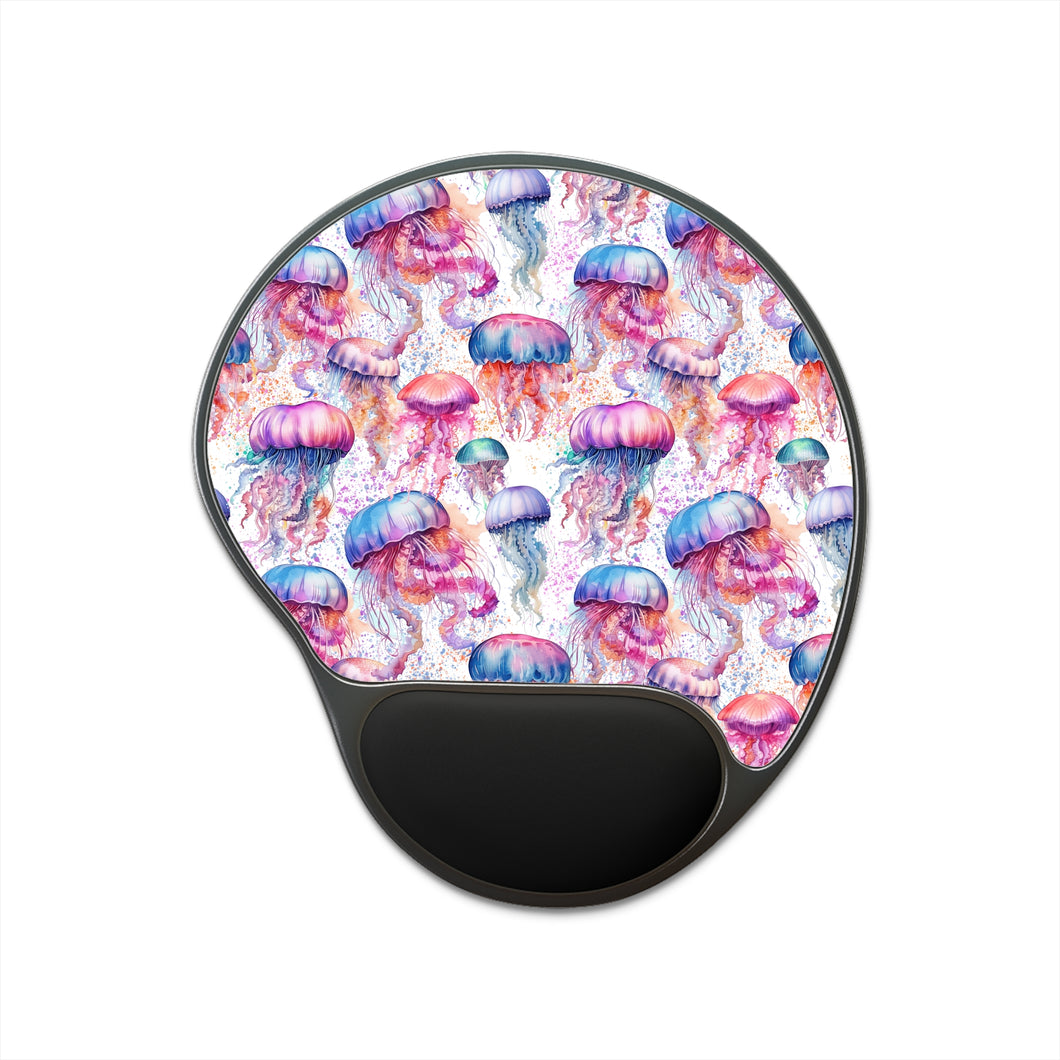 Mouse Pad With Wrist Rest - Rainbow Jellyfish