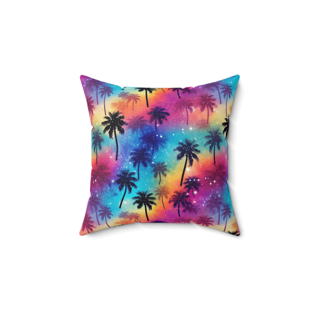 Decorative Throw Pillow - Rainbow Palm Tree