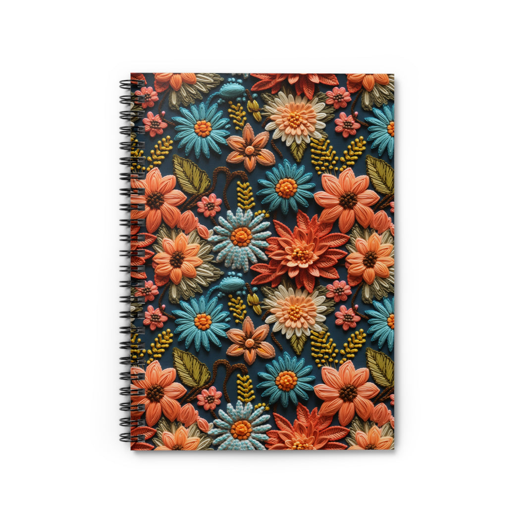 Ruled Spiral Notebook - Fall Floral Knit