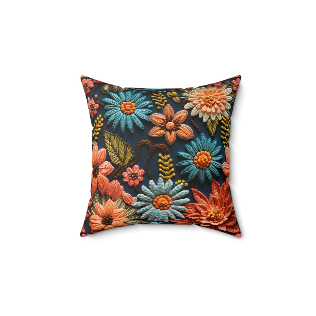 Decorative Throw Pillow - Fall Floral Knit