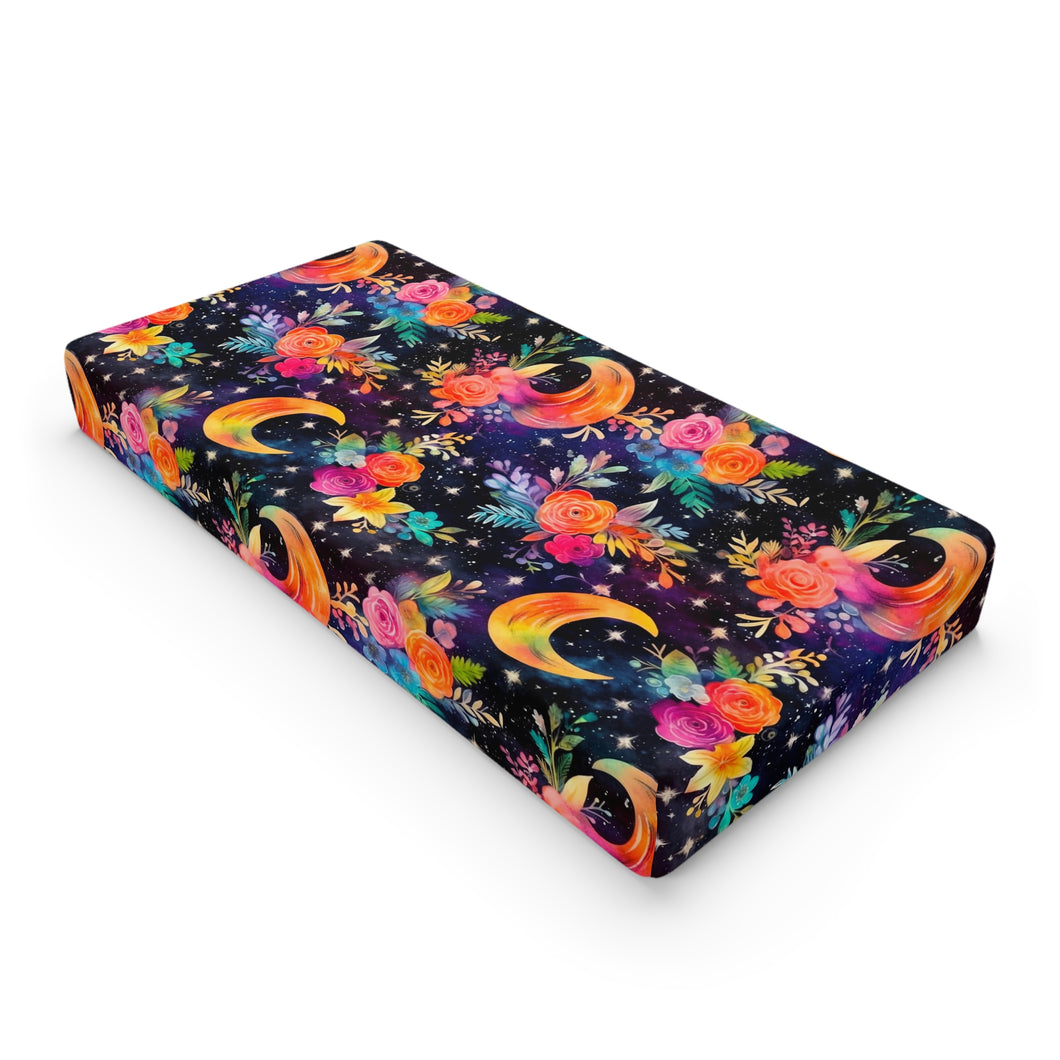 Baby Changing Pad Cover - Rainbow Floral Moon