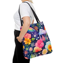 Load image into Gallery viewer, Tote Bag - Floral Rainbow Feathers
