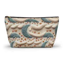 Load image into Gallery viewer, Accessory Pouch - Blue Knit Moons
