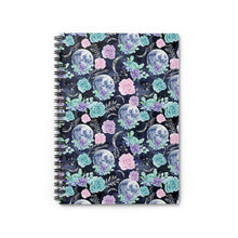 Load image into Gallery viewer, Ruled Spiral Notebook - Dark Floral Moon
