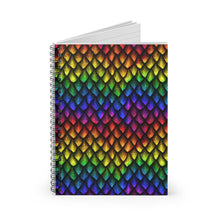 Load image into Gallery viewer, Ruled Spiral Notebook - Rainbow Dragon Scales
