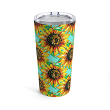 Load image into Gallery viewer, Tumbler 20oz - Teal w/ Sunflowers
