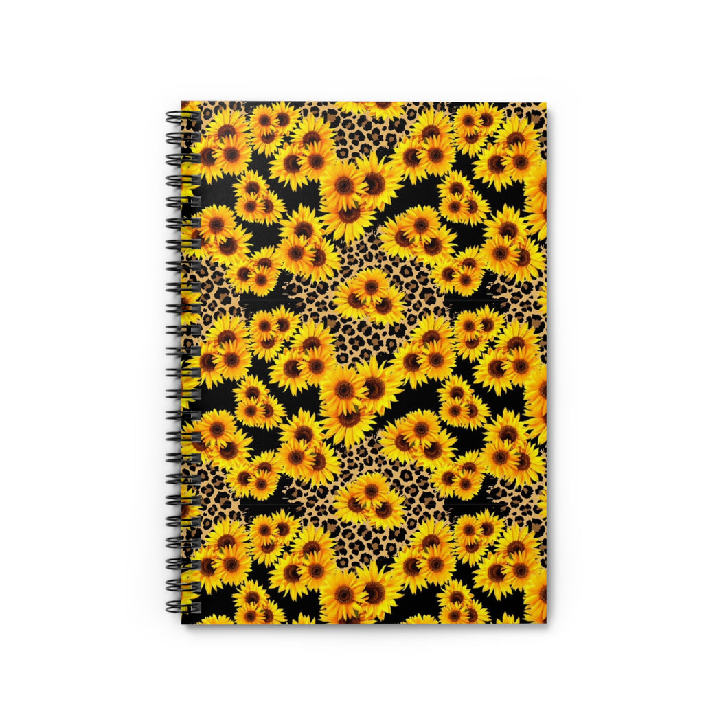 Ruled Spiral Notebook - Leopard Sunflower