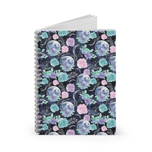 Load image into Gallery viewer, Ruled Spiral Notebook - Dark Floral Moon
