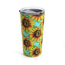 Load image into Gallery viewer, Tumbler 20oz - Teal w/ Sunflowers
