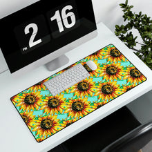 Load image into Gallery viewer, Desk Mats - Teal w/ Sunflowers

